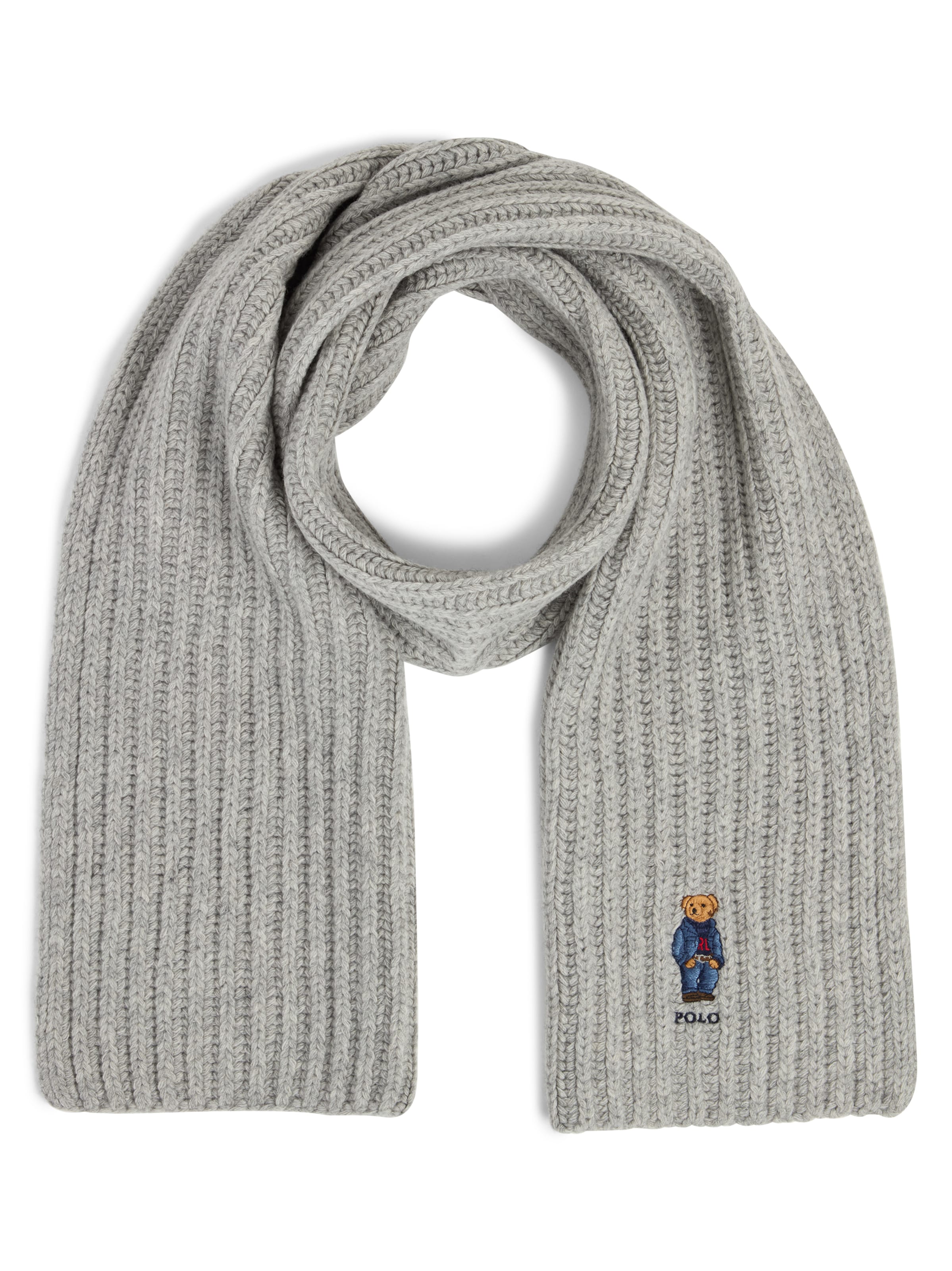 Polo Ralph Lauren Sjaal 'Bear' in de kleur Navy / Cappuccino / Lichtgrijs, Productweergave