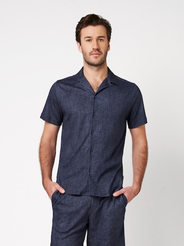 DESOTO Slim fit Button Up Shirt in Blue: front