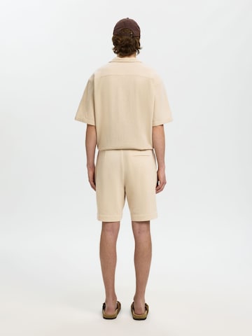 SELECTED Loose fit Pants 'SLHCal' in Beige
