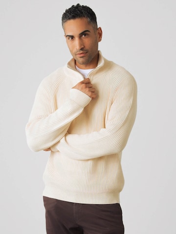 Pull-over 'Half-Zip Knit' Honest Basics en beige : devant