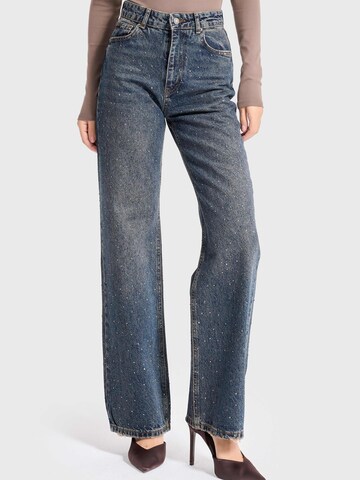 IT'S BASIC Regular Jeans 'Rhinestone Straight High Rise Jeans' in Blauw