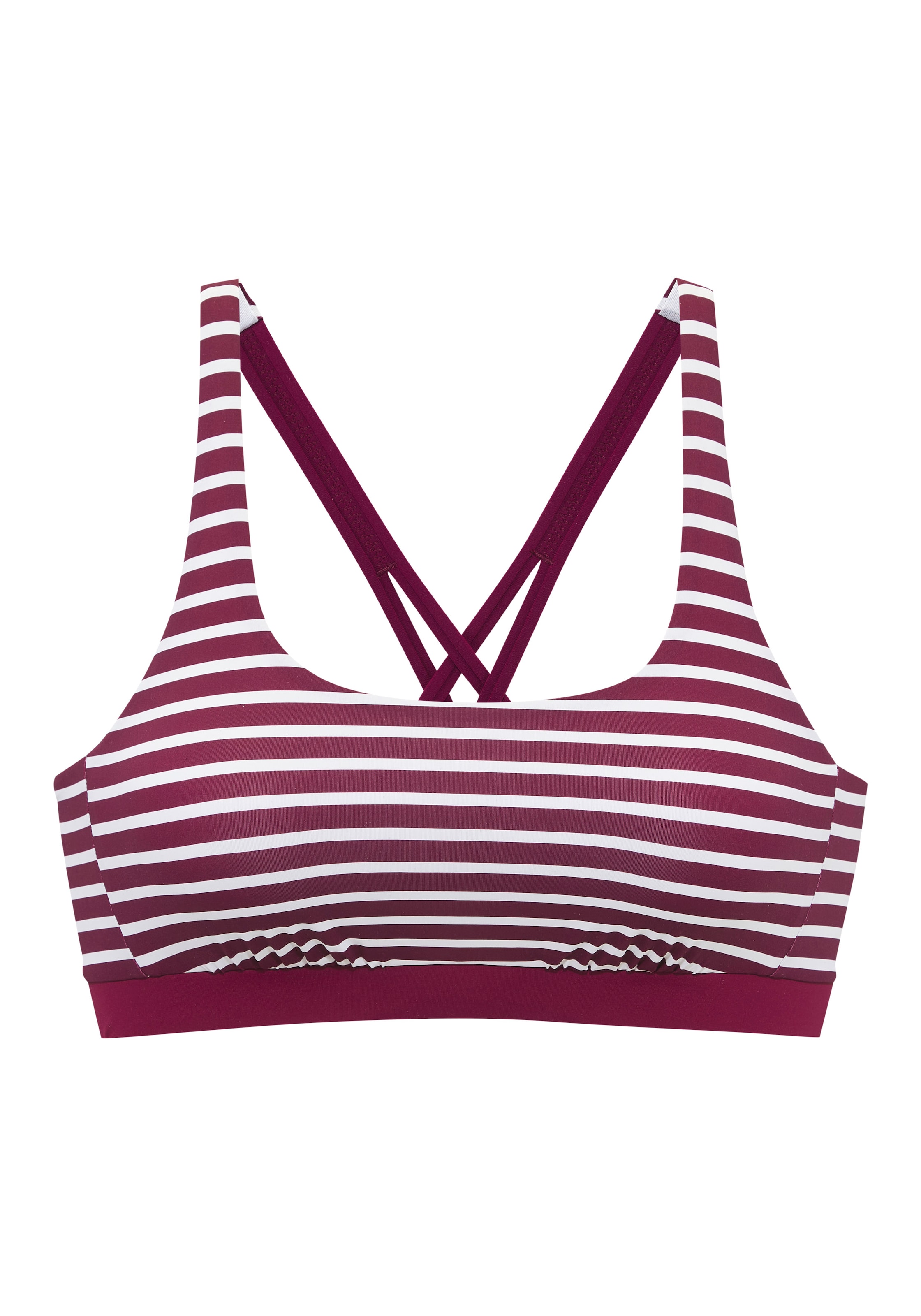 VENICE BEACH Bikinitop in aubergine / weiß, Produktansicht