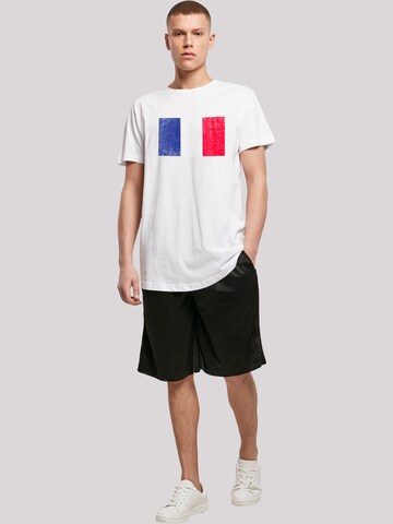 T-Shirt 'France Frankreich Flagge distressed' F4NT4STIC en blanc