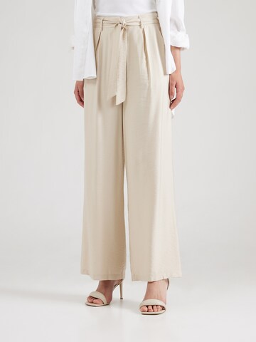 MSCH COPENHAGEN Wide Leg Bukser med lægfolder 'Nyla Amabella' i beige: forside