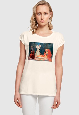 ABSOLUTE CULT Shirt 'Lady And The Tramp - Spaghetti Photo' in Beige: voorkant