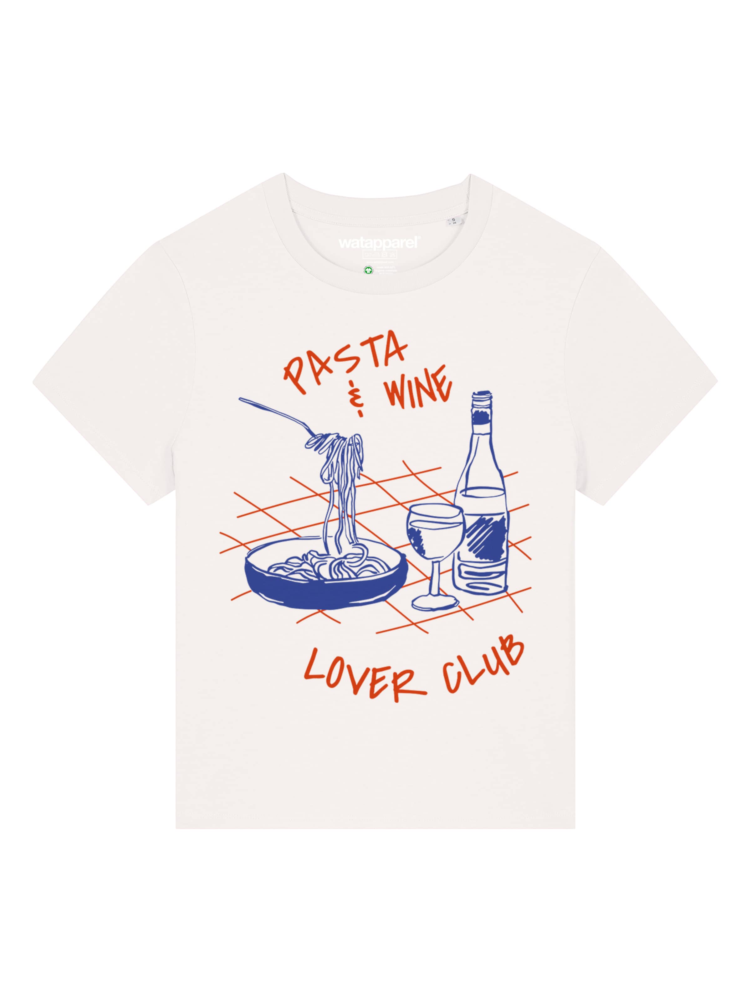 Watapparel T-Shirt 'Pasta lover club' in navy / rot / weiß, Produktansicht