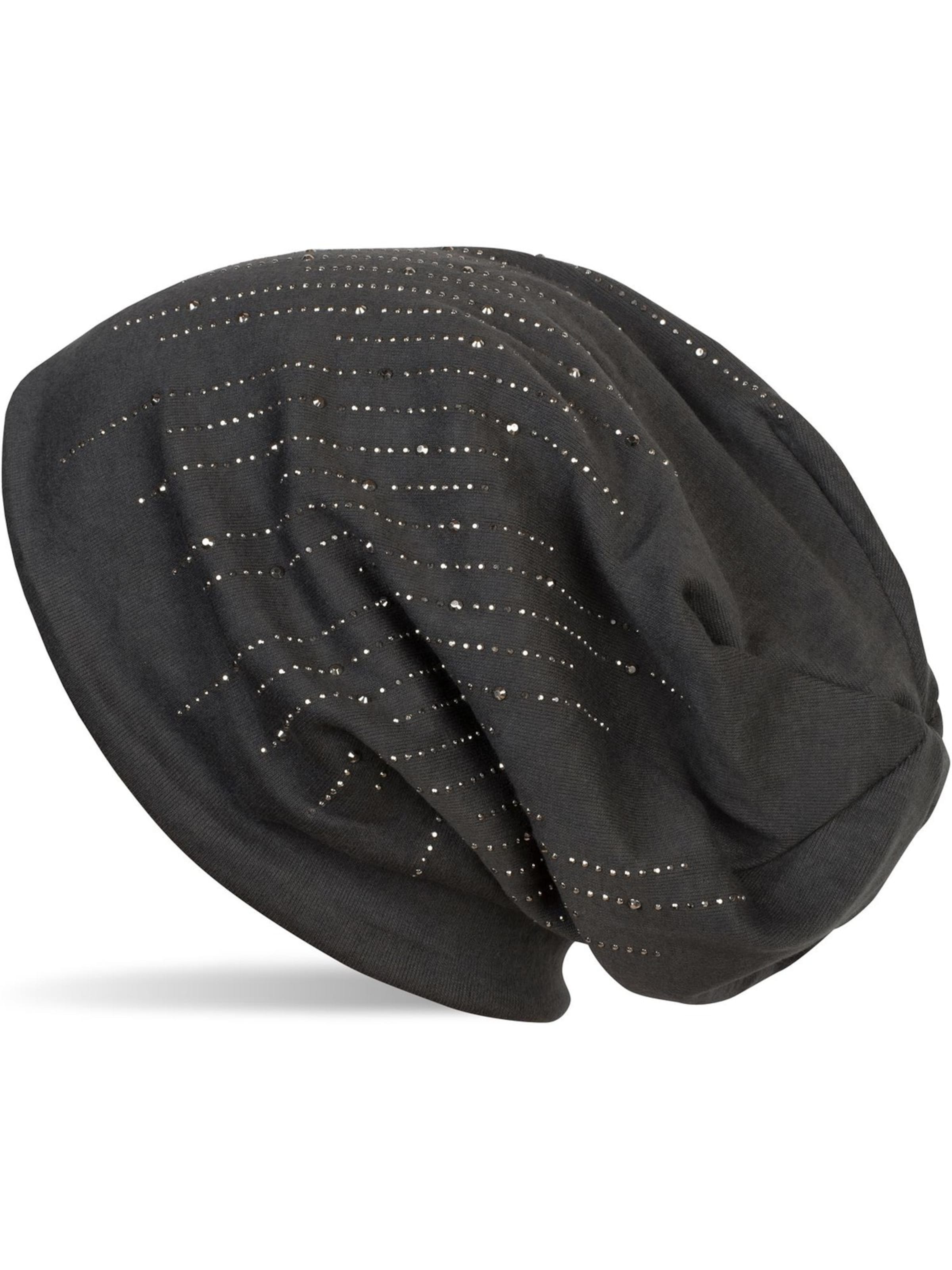 styleBREAKER Mütze 'Beanie mit Strass Streifen'‌‌‌‌ in Grau: Vorderseite