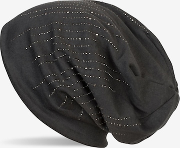 styleBREAKER Mütze 'Beanie mit Strass Streifen' in Grau: Vorderseite