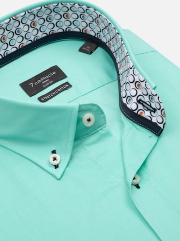 Slim fit Camicia business 'Leonardo Sport Poplin Stretch Man Shirt Black' di 7Camicie in verde