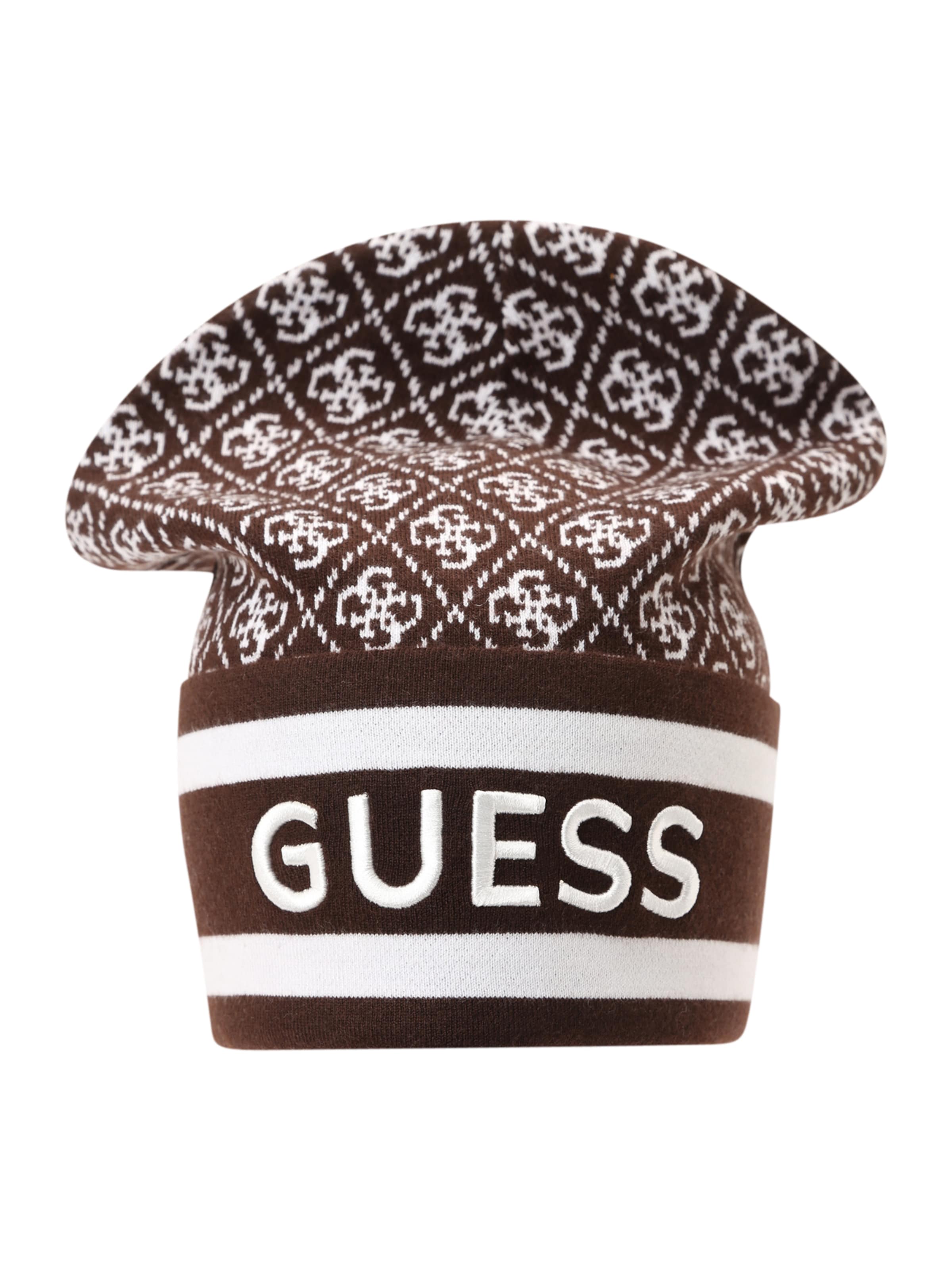 ruda GUESS Megzta kepurė 'SEVYN 4G LOGO BEANIE SWTR'