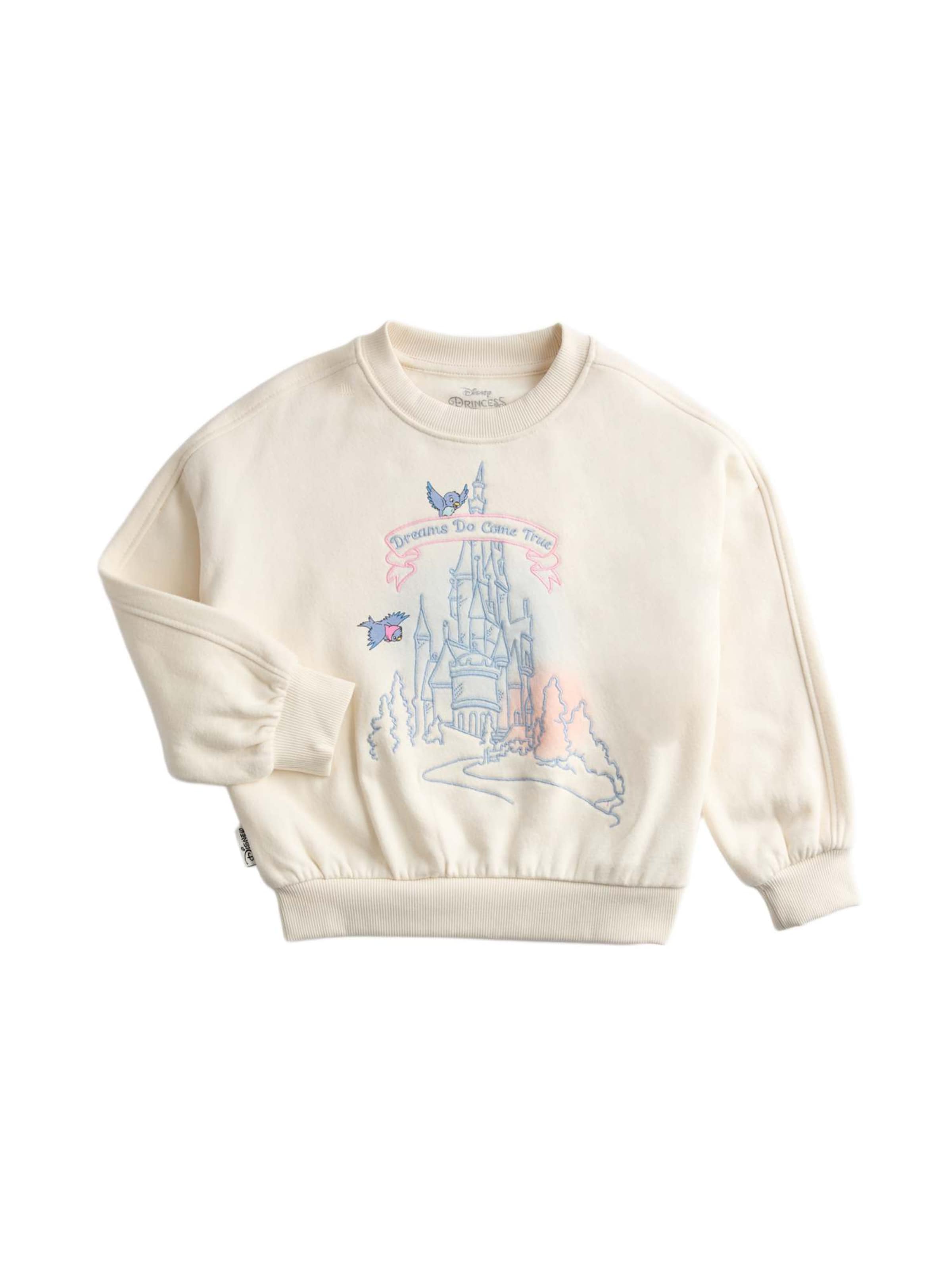 Marks & Spencer Baumwollreiches Disney Prinzessin™ Sweatshirt (2-8 Jahre) in Beige: Vorderseite