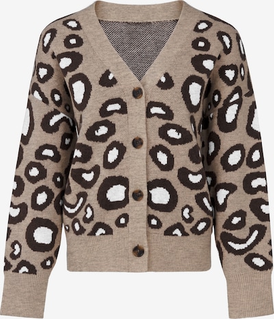 Imily Bela Cardigan en S en noisette / brun foncé / blanc, Vue avec produit