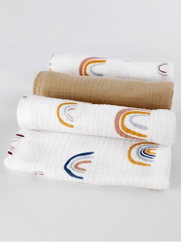 MYLILY Baby Blanket 'Spucktuch Set Regenbogen' in White