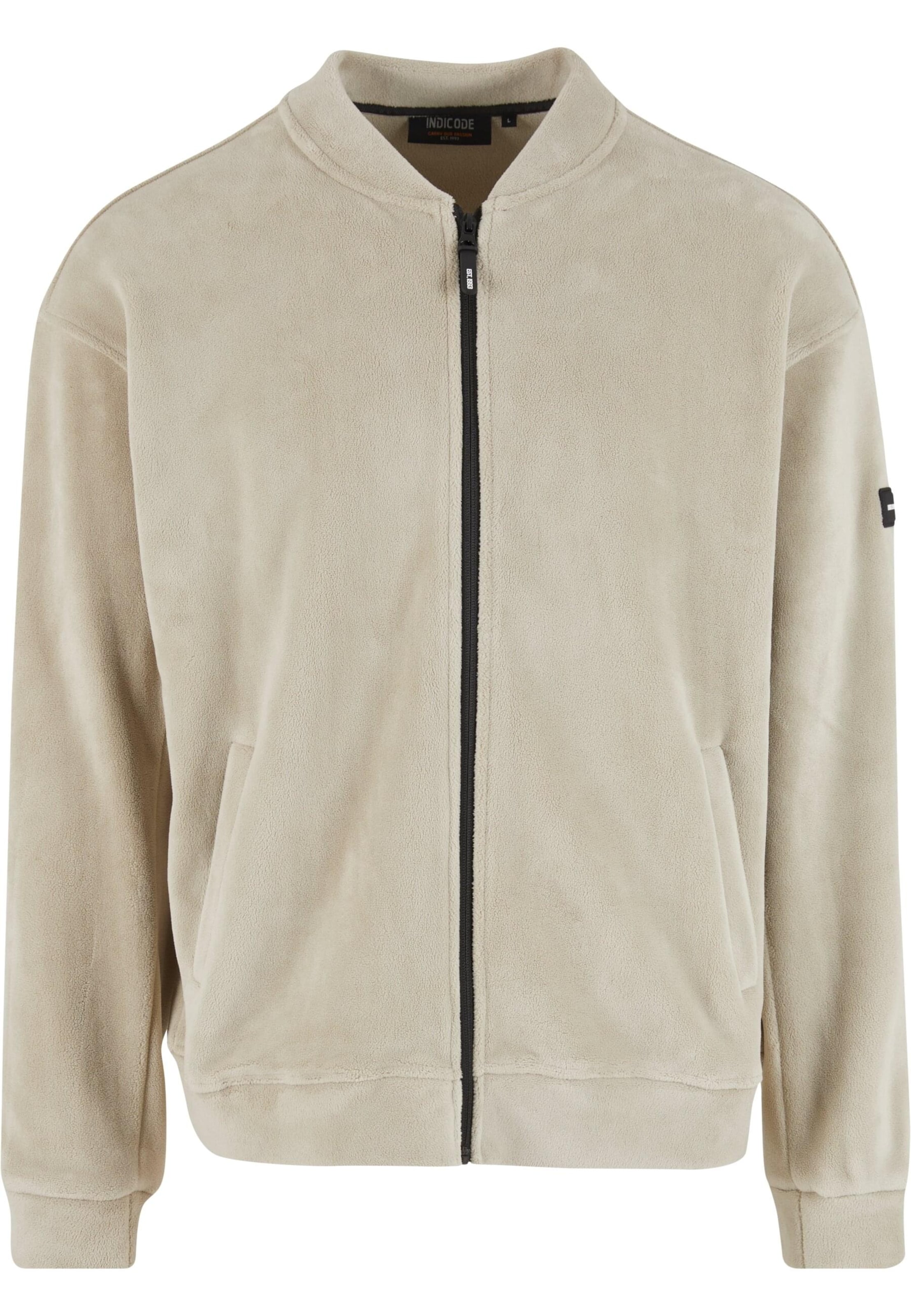 INDICODE JEANS Přechodná bunda 'Quote' – šedá: přední strana