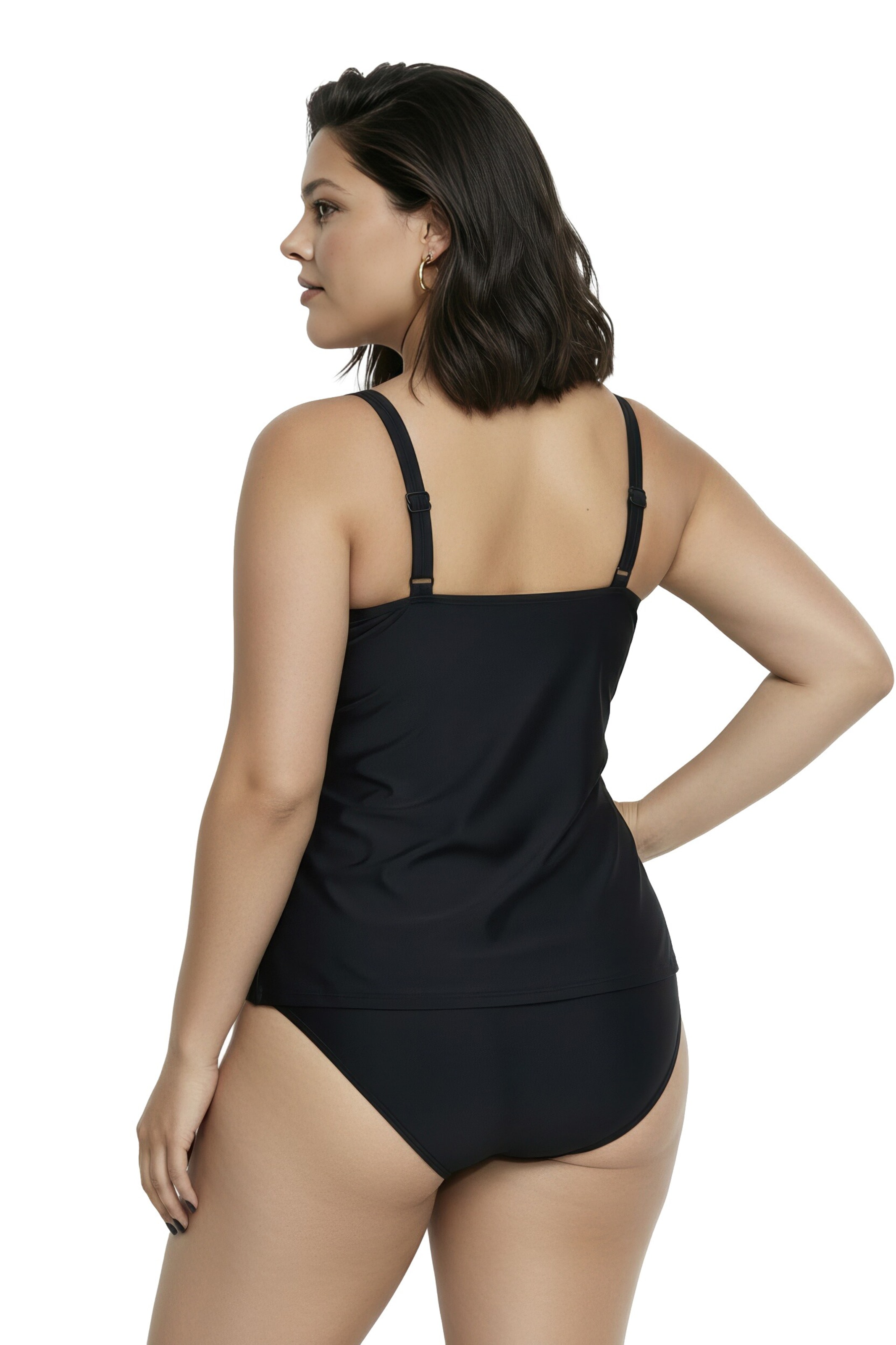 Ulla Popken Bustier Badeanzug in Schwarz