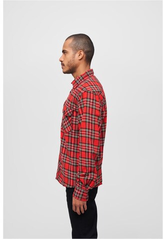 Brandit Regular fit Button Up Shirt in Red