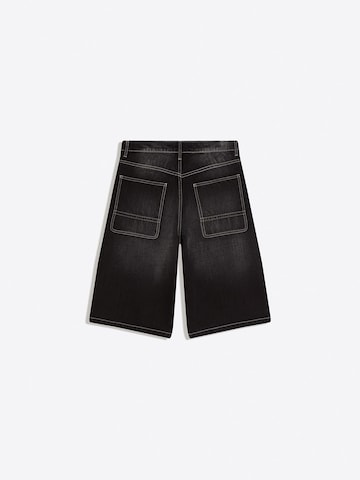 Bershka Široke hlačnice Kavbojke | črna barva