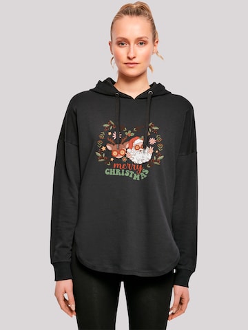 F4NT4STIC Sweatshirt 'Christmas Hippie Santa And Reindeer' in Schwarz: Vorderseite