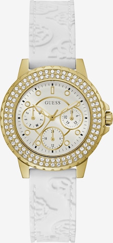 GUESS Analog Watch 'Crown Jewel' in White: front