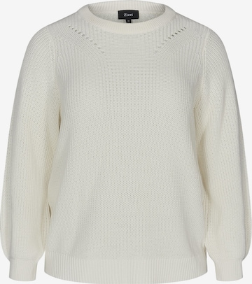 Sweat-shirt 'MEMERY' Zizzi en blanc : devant