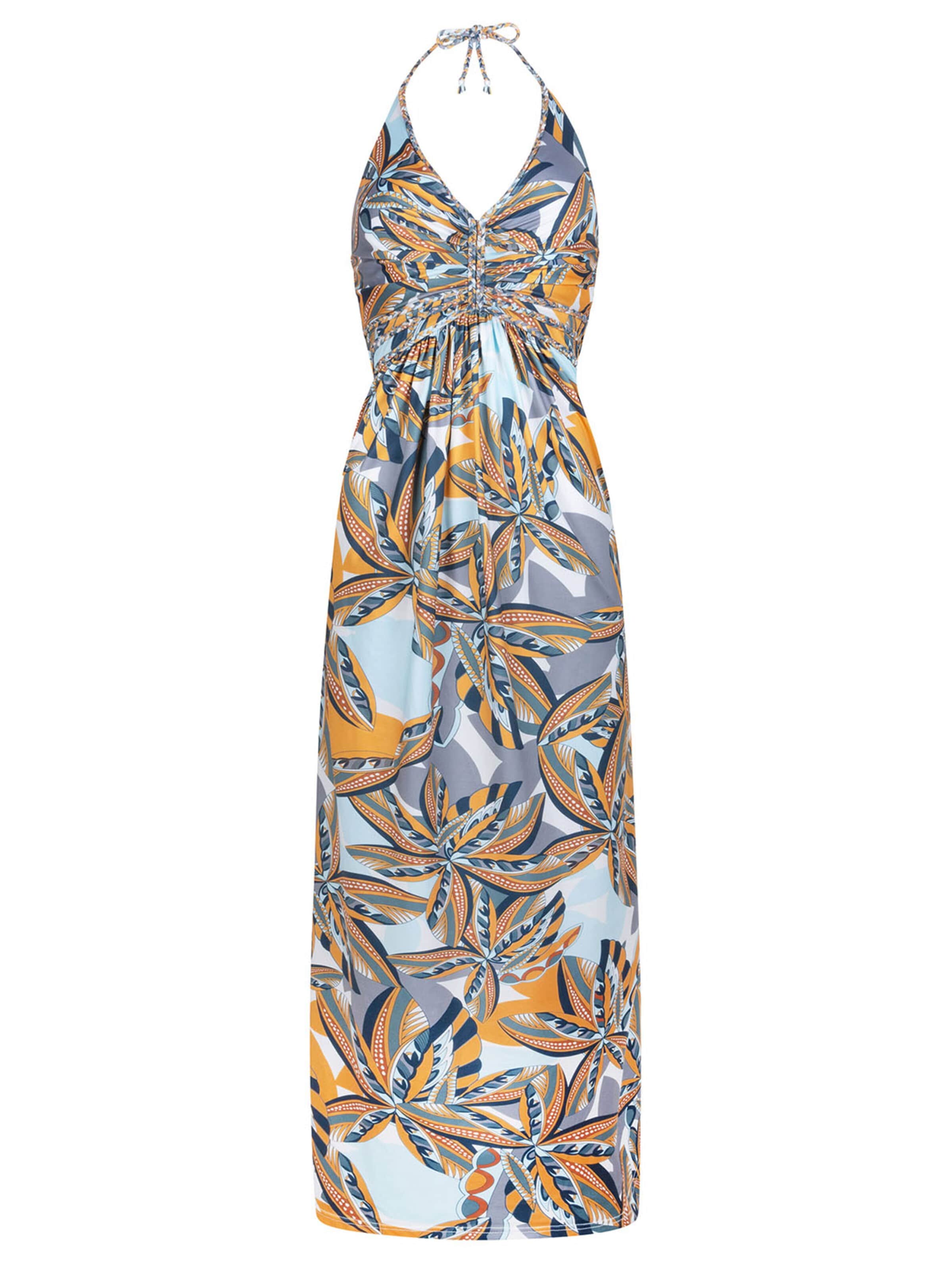 Chic by Lirette Jurk 'Halter dress Palm' in Oranje: voorkant