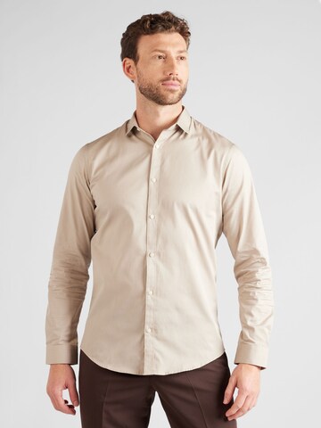 Coupe slim Chemise 'Cardiff' JACK & JONES en beige : devant