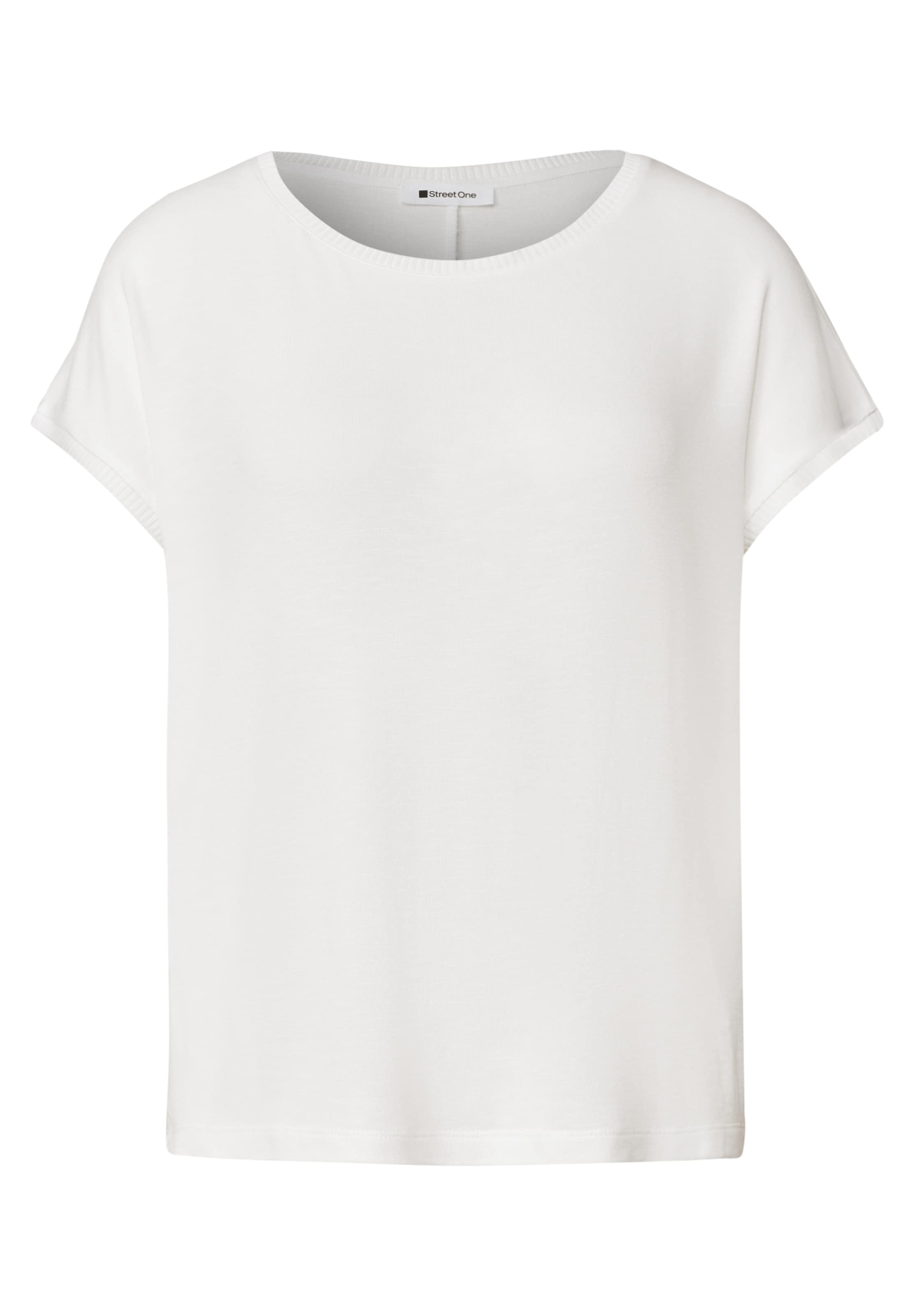 STREET ONE Dropped Shoulder Shirt mit Rundhals in Weiß: Vorderseite