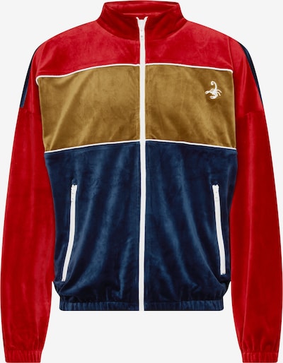 VIERVIER Trainingsjacke 'Dean' in dunkelblau / khaki / rot, Produktansicht