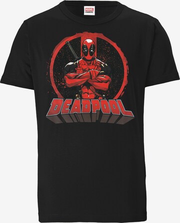LOGOSHIRT T-Shirt 'Deadpool - Circle' in Schwarz: predná strana