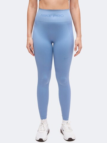 NIKE Skinny Sportbroek in Blauw: voorkant