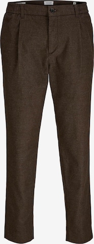 JACK & JONES Tapered Pleat-Front Pants in Brown: front