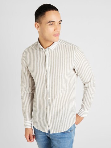 Casual Friday Regular fit Button Up Shirt 'Anton' in Beige: front