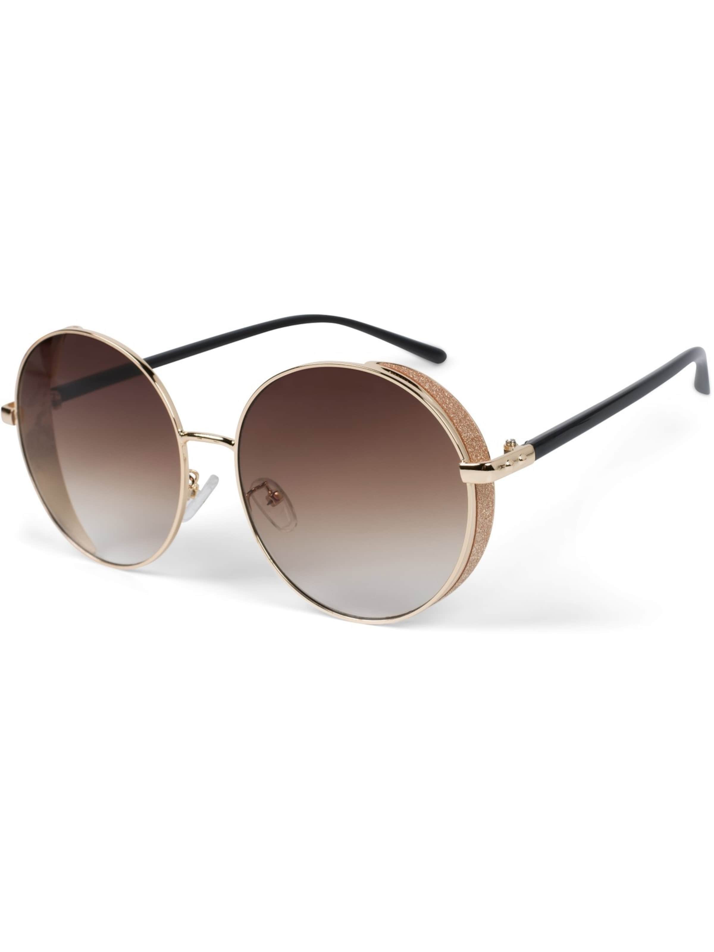 styleBREAKER Sonnenbrille 'Runde Sonnenbrille mit Glitzer Side Shield'‌‌‌‌‌‌ in Braun: Vorderseite