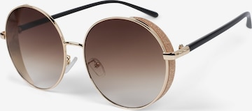 styleBREAKER Sonnenbrille 'Runde Sonnenbrille mit Glitzer Side Shield' in Braun: Vorderseite