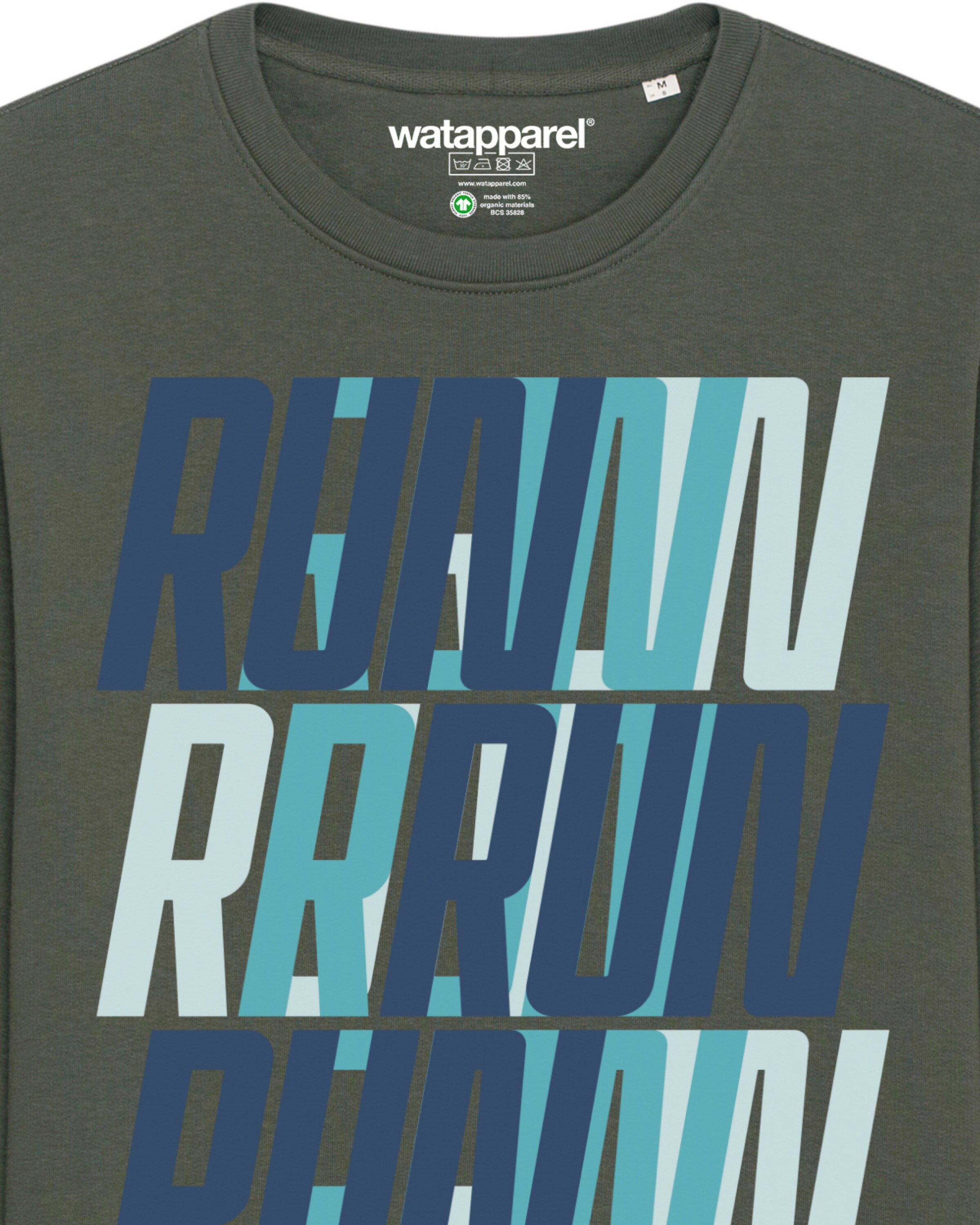 Watapparel Sweatshirt ' Run, Run, Run blue ' in Grün