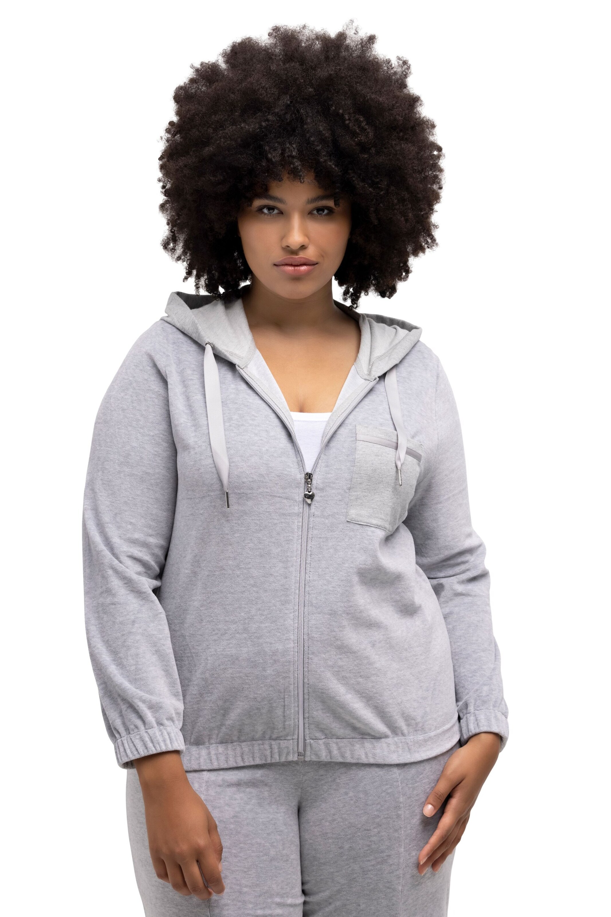 Ulla Popken Sweatjacke in Grau: Vorderseite