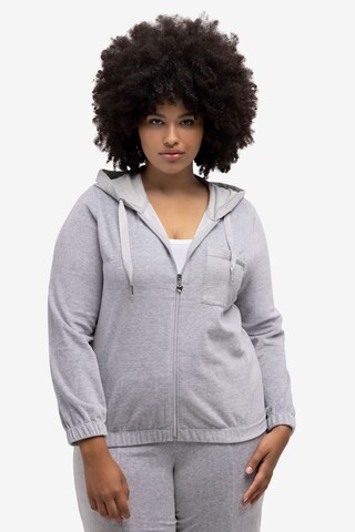 Ulla Popken Zip-Up Hoodie in Grey: front