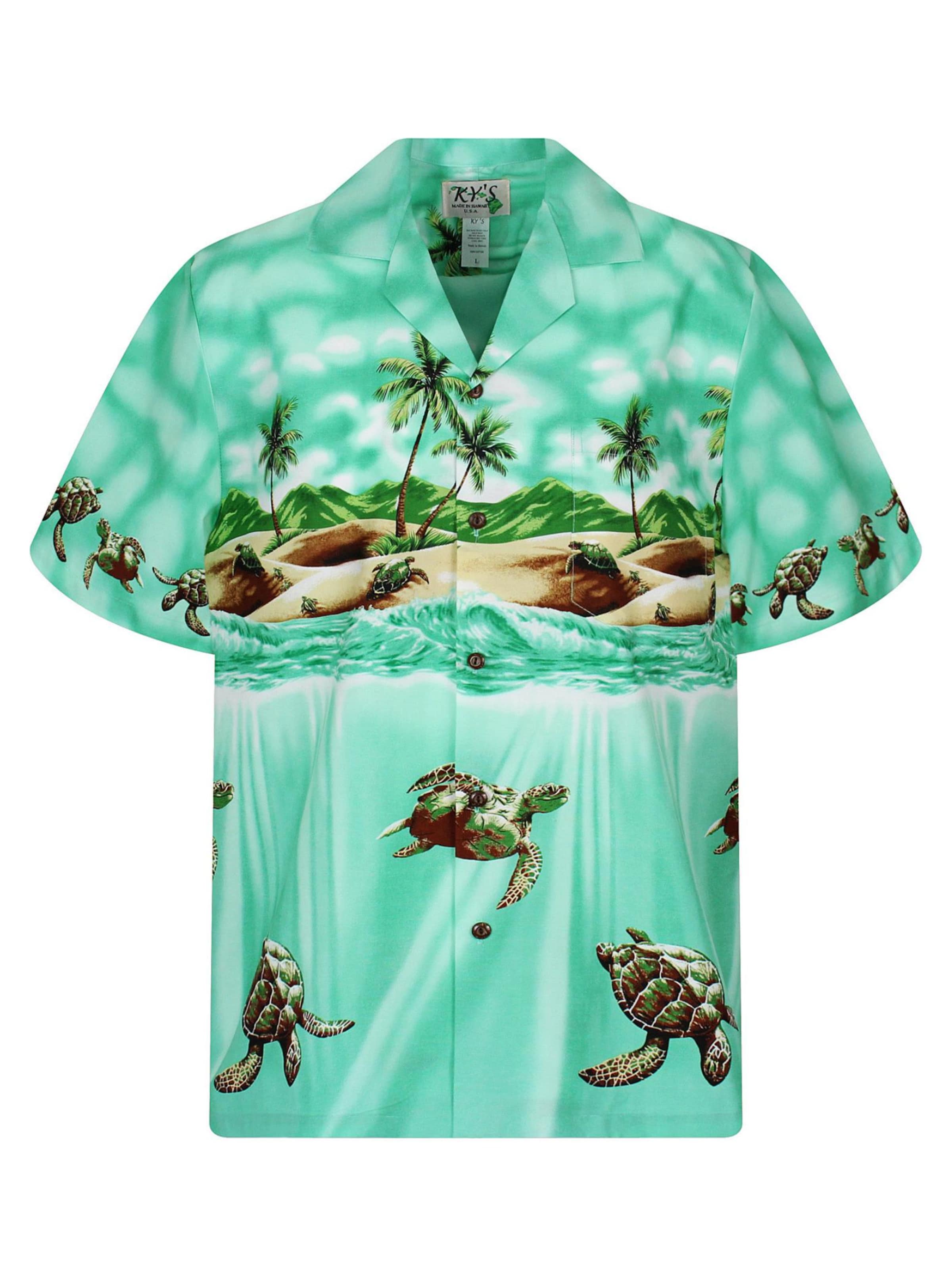 KY's Regular fit Button Up Shirt 'Turtle OLD' in Green: front