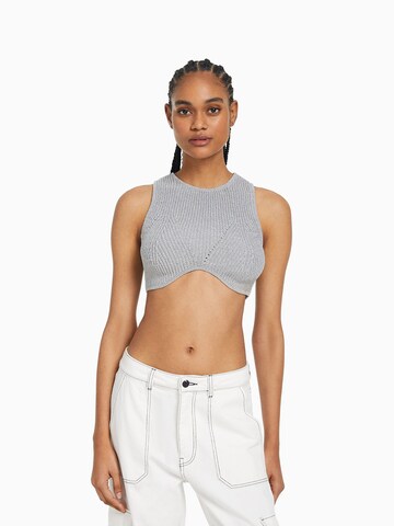 Bershka Gebreide top in Zilver: voorkant