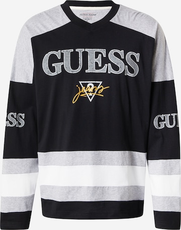 GUESS JEANS Koszulka 'HOCKEY' w kolorze czarny: przód