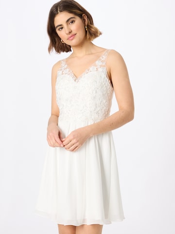 Robe de cocktail Laona en blanc : devant