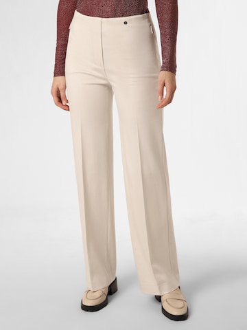 Marc Cain Wide leg Pleated Pants 'Winder' in Beige: front