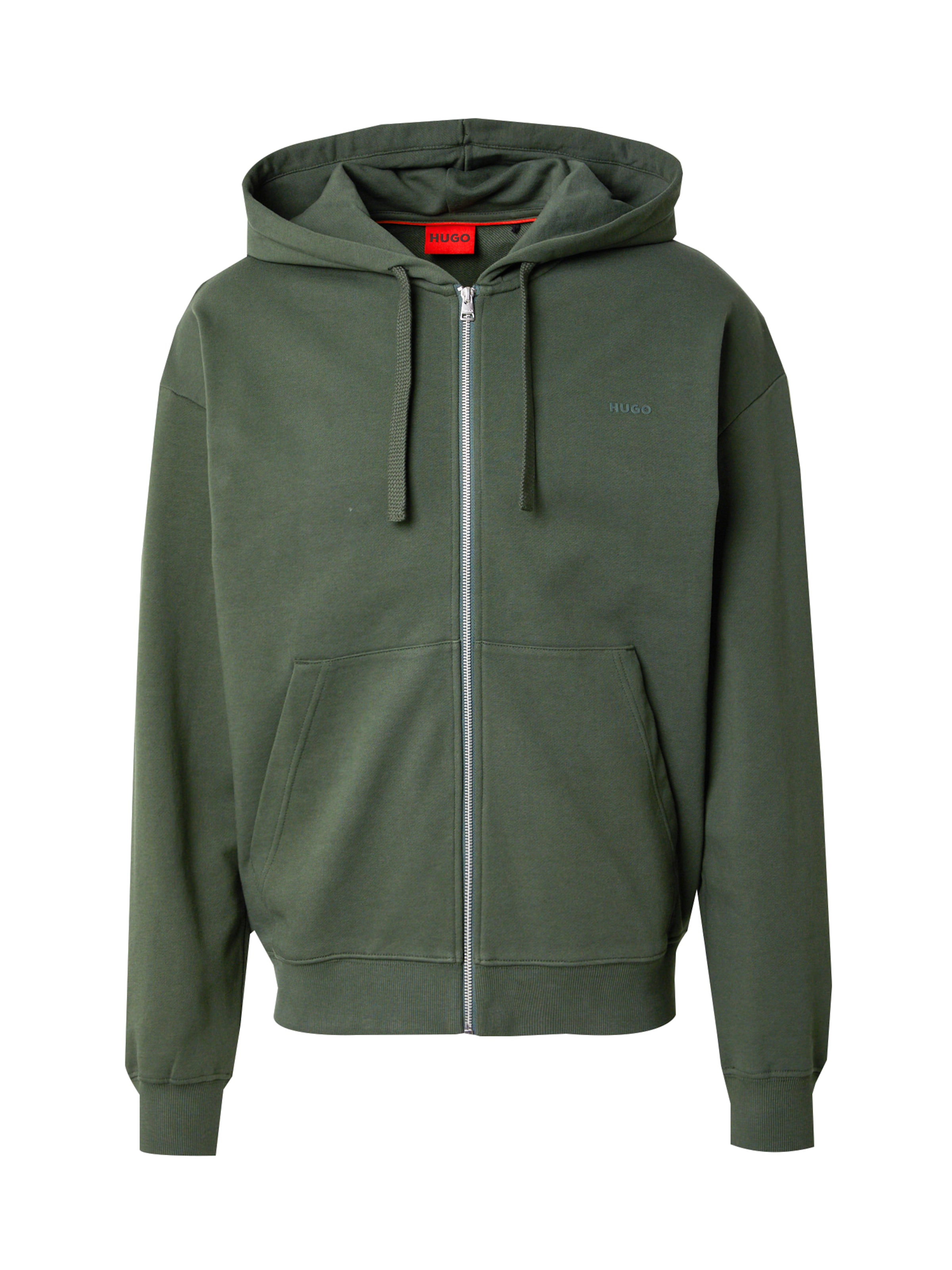 HUGO Кофта на молнии 'Dapozip' в Зеленый: спереди