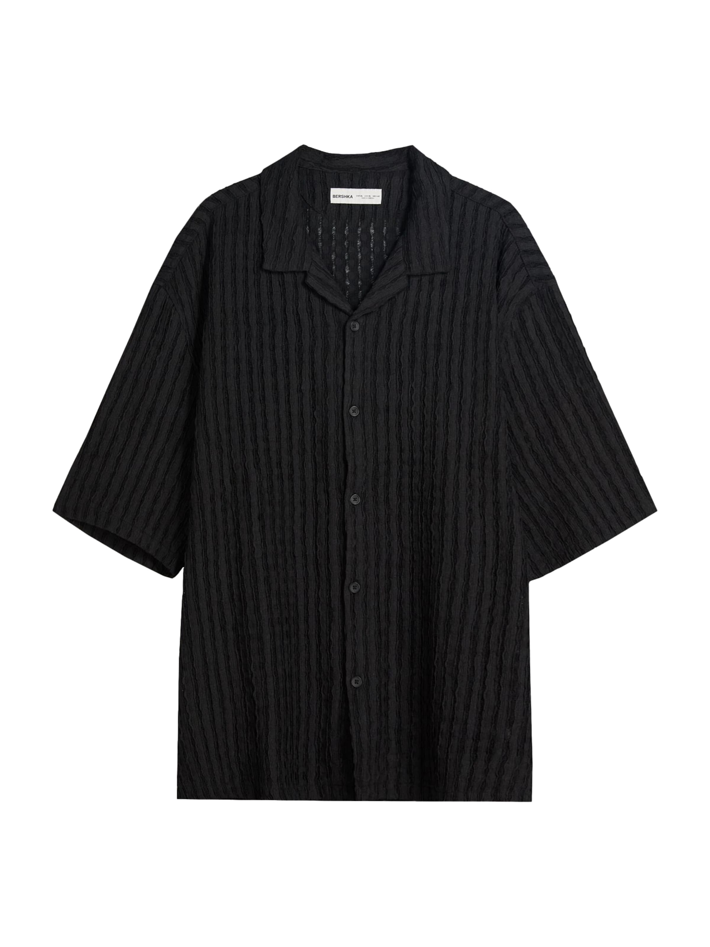 Bershka Pohodlné nošení Košile – černá: přední strana