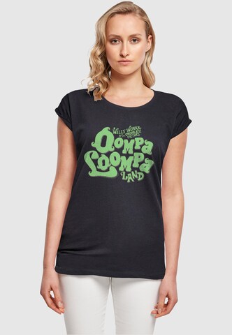 ABSOLUTE CULT Shirt 'Willy Wonka And The Chocolate Factory - Oompa Loompa Land' in Blauw: voorkant