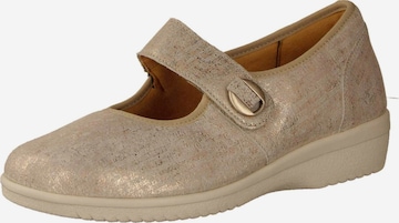 Ganter Ballet Flats with Strap in Gold: front