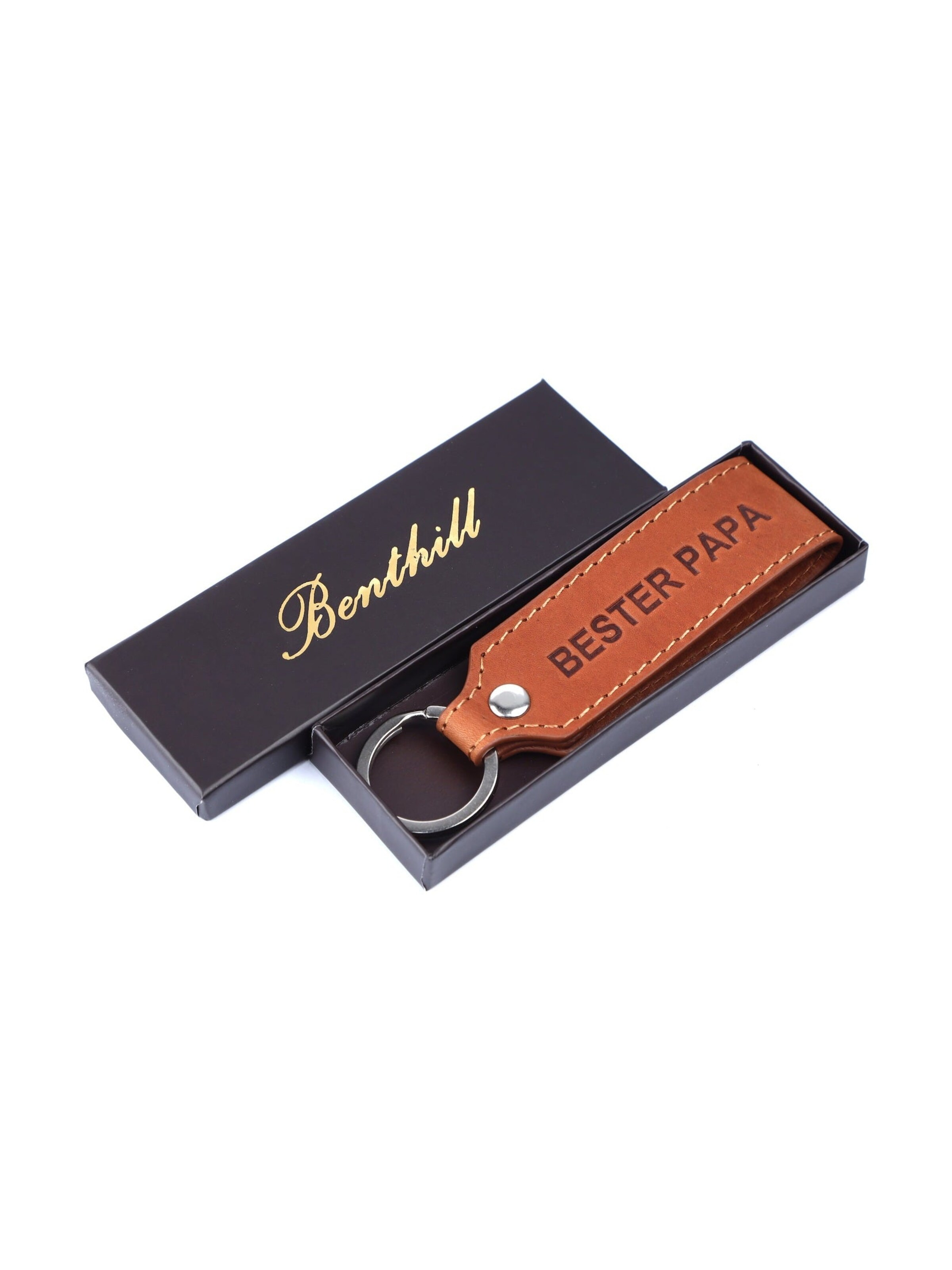 Benthill Key Ring 'Bester Papa' in Brown