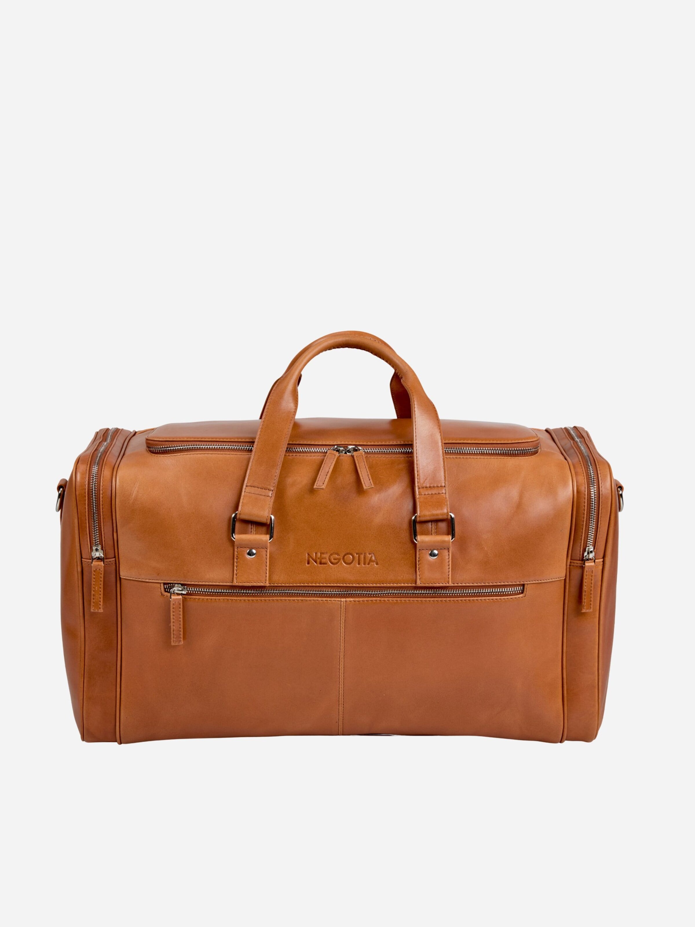 NEGOTIA Leather Weekend bag 'Marent' in Brown: front