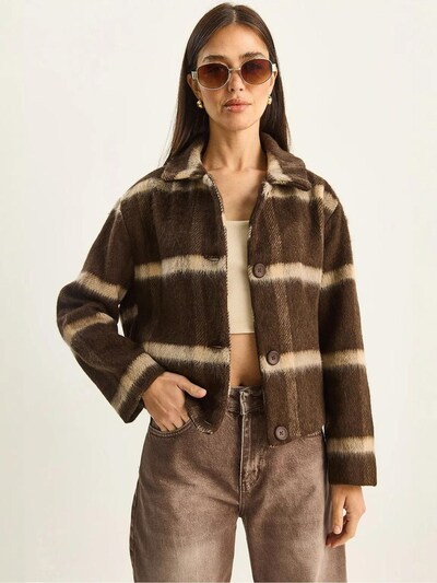 Bianco Lucci Between-season jacket in L in Cream / Dark brown, Item view