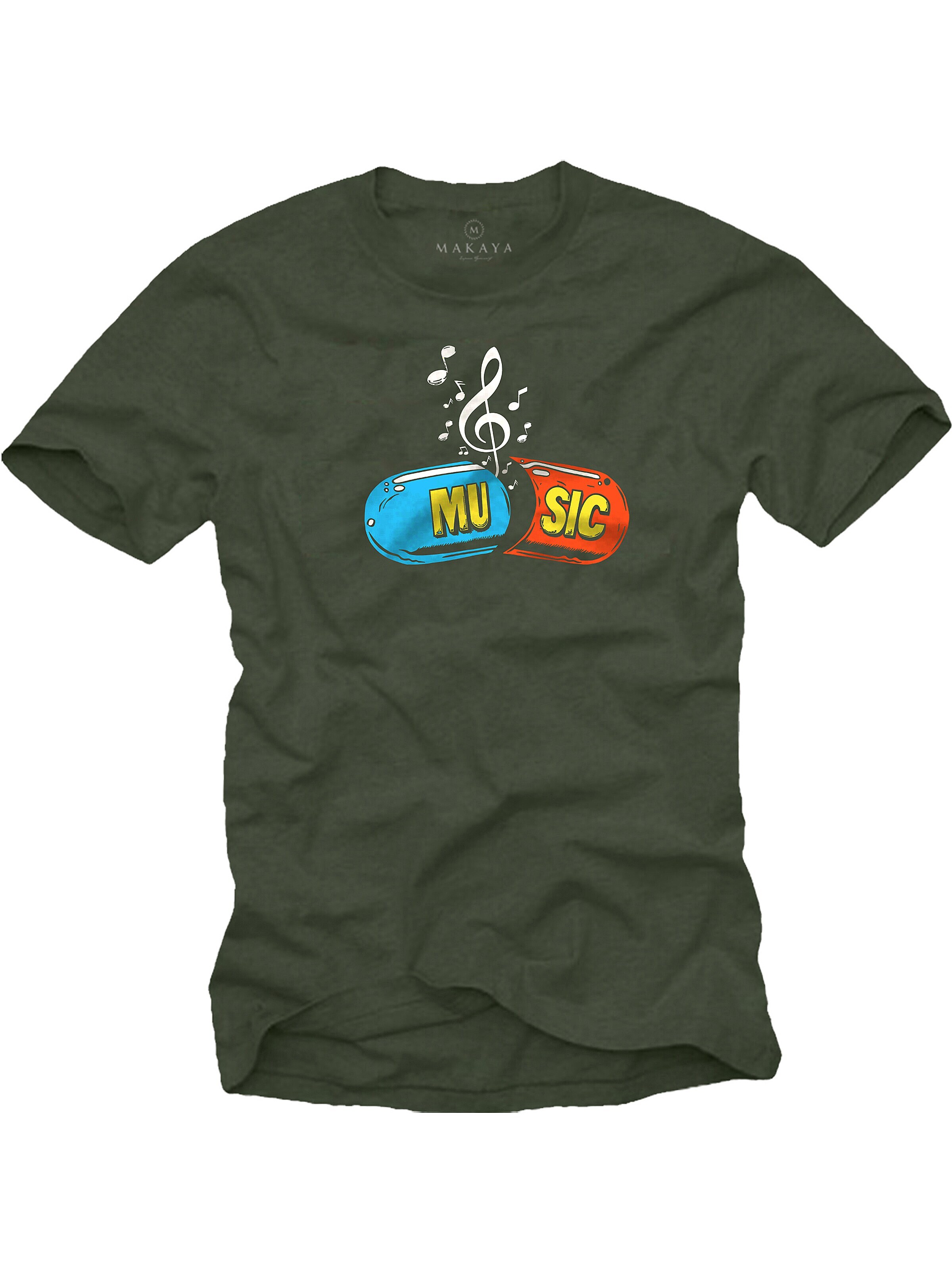 MAKAYA Shirt 'Music Pill' in Green: front